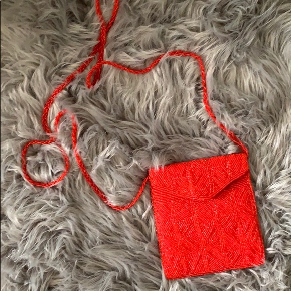 Vintage Red Beaded Crossbody / Satchel - Picture 9 of 14